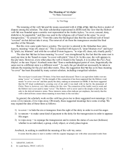 The Meaning of Kafar "to Make Atonement"