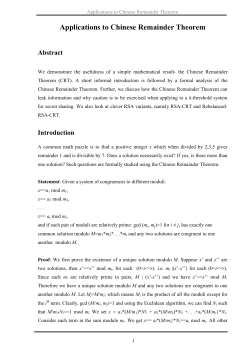 Applications to Chinese Remainder Theorem