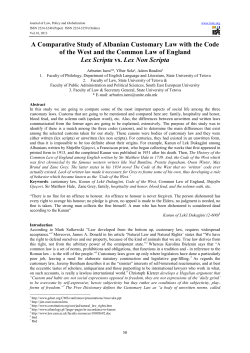 A Comparative Study of Albanian Customary Law with the Code of