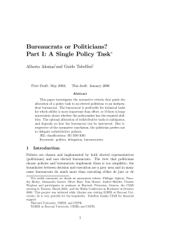 Bureaucrats or Politicians? Part I: A Single Policy Task