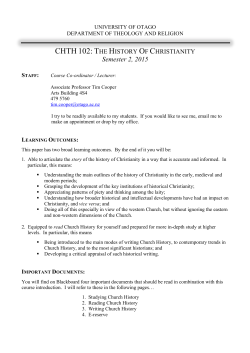 CHTH 102: T - University of Otago