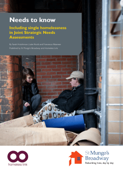 Needs to know - Homeless Link