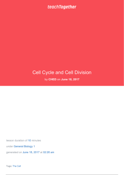 Cell Cycle and Cell Division