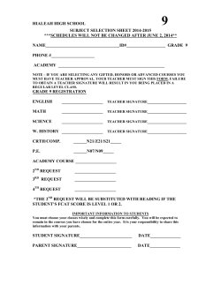 hialeah high school subject selection sheet 2014-2015