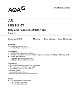 AS History Specimen question paper Paper 2L