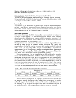 Kinetics of Isopropyl Alcohol Conversion over Oxide Catalysts with