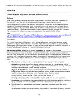 Summary of Seclusion and Restraint Statutes, Regulations, Policies