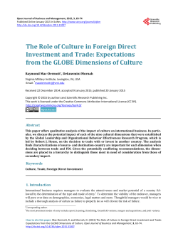 The Role of Culture in Foreign Direct Investment and Trade