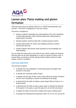 Lesson plan: Pasta making and gluten formation