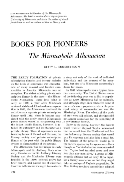 Books for pioneers : the Minneapolis Athenaeum / Betty