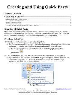 Creating and Using Quick Parts