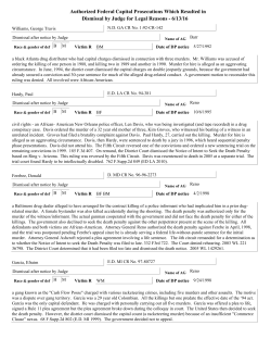 Authorized Federal Capital Prosecutions Which Resulted in
