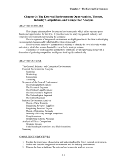 Chapter 3: The External Environment: Opportunities, Threats