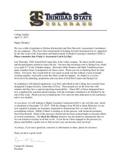 College Update April 13, 2015 Happy Monday! We owe a debt of