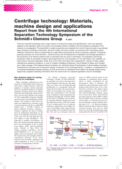 Centrifuge technology: Materials, machine design and applications