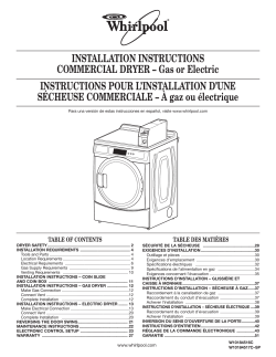 INSTALLATION INSTRUCTIONS COMMERCIAL DRYER
