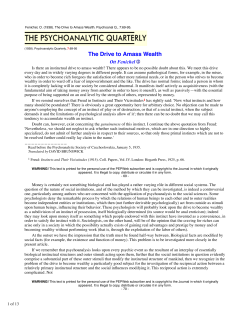 The Drive to Amass Wealth - Society for Psychoanalytic Inquiry