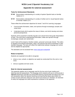 NCEA Level 2 Spanish Vocabulary List Appendix for