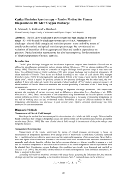 Optical Emission Spectroscopy &ndash; Passive Method for Plasma