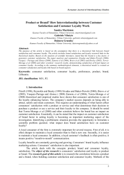 Product or Brand? How Interrelationship between Customer