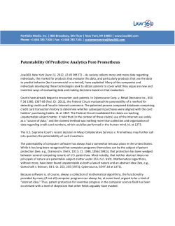 Patentability Of Predictive Analytics Post-Prometheus