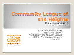 CLOTH Newsletter #1 - Community League of the Heights