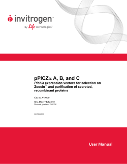 pPICZ&alpha; A, B, and C - Thermo Fisher Scientific
