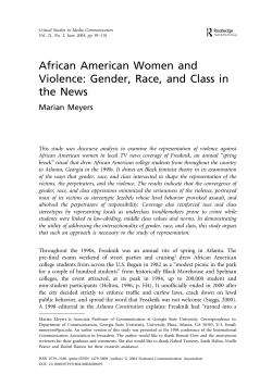 African American Women and Violence: Gender, Race, and Class in