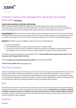6 Month Construction Management (Quantity Surveying)
