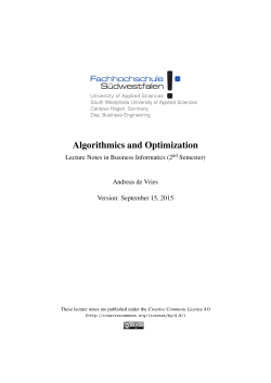 Algorithmics and Optimization