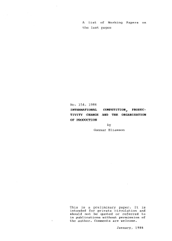 TIVITY CBANGE AND THE ORGANISATION OF PRODUCTION b