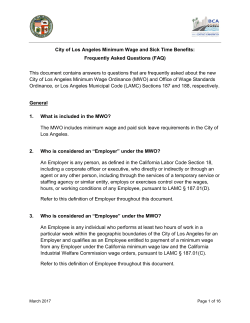 City of Los Angeles Minimum Wage and Sick Time Benefits FAQ
