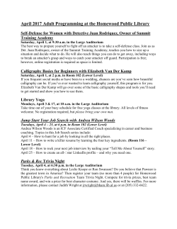 April 2017 Adult Programming at the Homewood Public Library