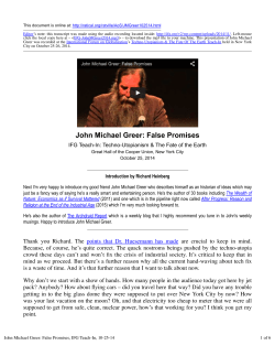 John Michael Greer: False Promises, IFG Teach-In, 10