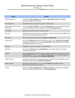 SCOP American Colonies Cheat Sheet