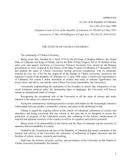 The Statute of Vilnius University