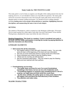 Study Guide for THE WESTING GAME SETTING LITERARY