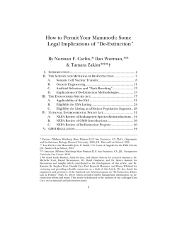 How to Permit Your Mammoth: Some Legal Implications of &ldquo;De