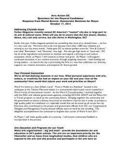 Arts Action DC Questions for the Mayoral Candidates Response