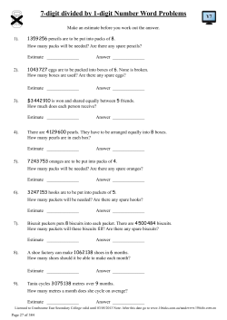 7-digit divided by 1-digit Number Word Problems