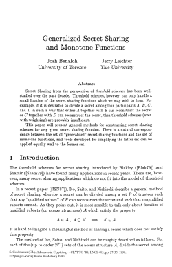 Generalized Secret Sharing and Monotone Functions