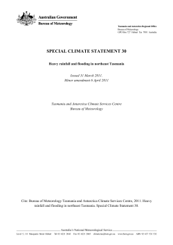 Heavy rainfall and flooding in northeast Tasmania
