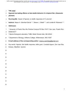 Hypoxia has lasting effects on fast startle behavior of a tropical fish