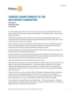 Trustee Chair`s Speech to the 2015 Rotary Convention
