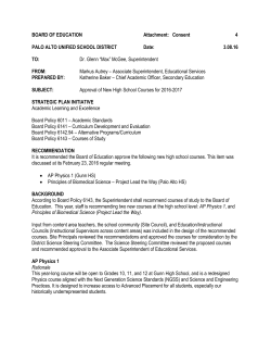 Approval of New High School Courses for 2016-2017