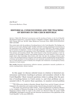 historical consciousness and the teaching of history in the czech