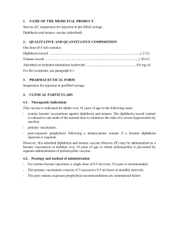 1. NAME OF THE MEDICINAL PRODUCT Imovax dT, suspension for