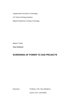 screening of power to gas projects