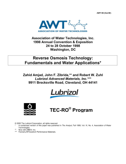 Reverse Osmosis Technology: Fundamentals and Water