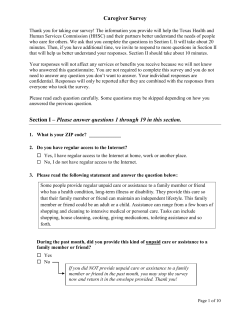 Caregiver Survey Section I – Please answer questions 1 through 19